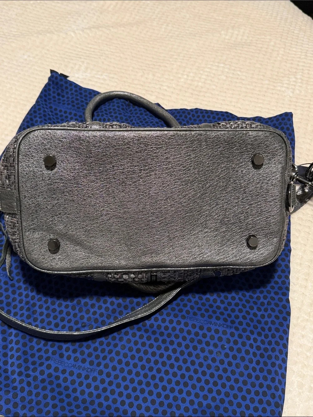 Rebecca Minkoff Mab Mini Bombe Metallic Leather & Tweed Satchel